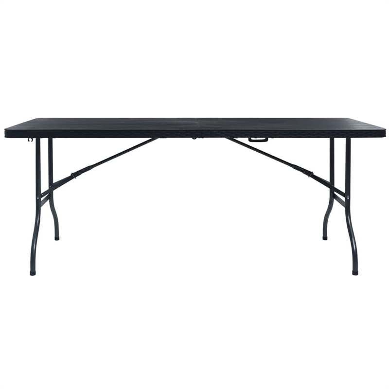 vidaXL Powder Coated Steel Large Folding Camping Table in Black