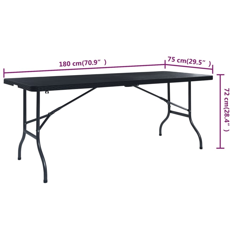 vidaXL Powder Coated Steel Large Folding Camping Table in Black