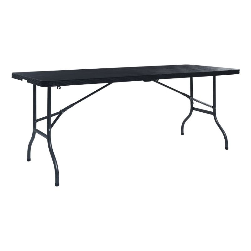 vidaXL Powder Coated Steel Large Folding Camping Table in Black