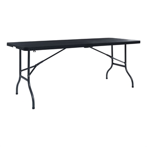 vidaXL Powder Coated Steel Large Folding Camping Table in Black