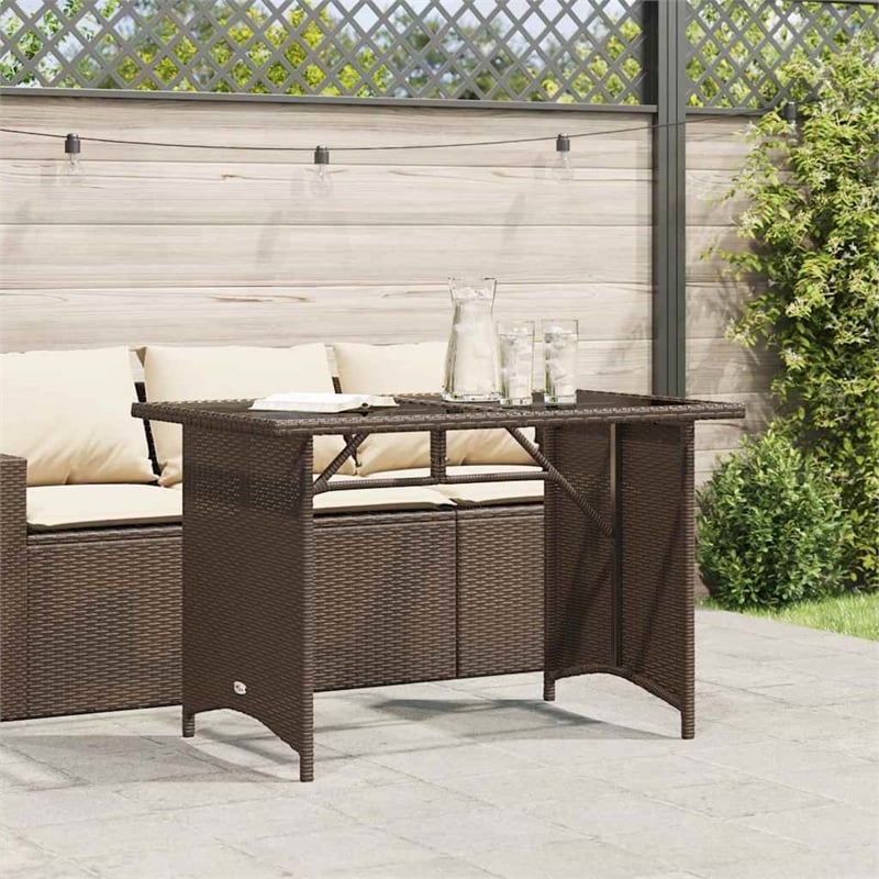 vidaXL PE Rattan Garden Dining Table in Brown