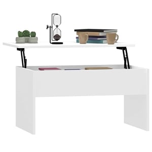 vidaXL 31.5&quotx19.9&quot Rectangular Engineered Wood Lift-Top Coffee Table in White