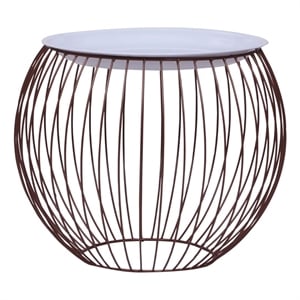 vidaXL 16.1&quot Round Metal MDF Removable Tray Coffee Table in Gold