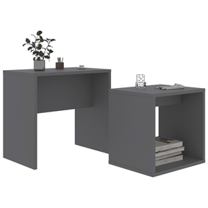 vidaXL 18.9&quotx11.8&quot Rectangular Engineered Wood Stackable Coffee Table in Gray