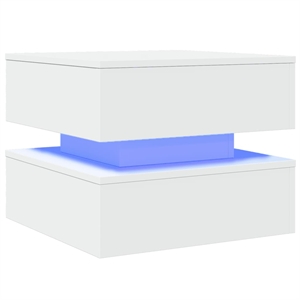 vidaXL 19.7&quot Square Engineered Wood RGB LED Coffee Table in White