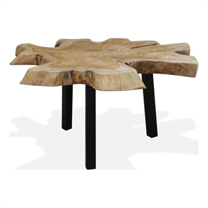 vidaXL 31.5&quotx27.6&quot Rectangular Solid Teak Wood Oiled Coffee Table in Natural