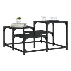 vidaXL 26.8&quot Square Engineered Wood Industrial Coffee Table in Black