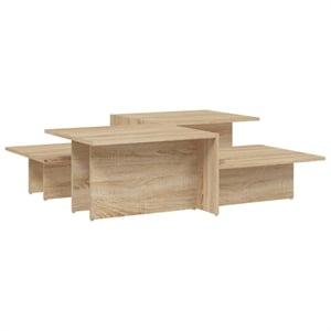 vidaXL 43.9&quot Rectangular Engineered Wood 2-Piece Coffee Table in Sonoma Oak