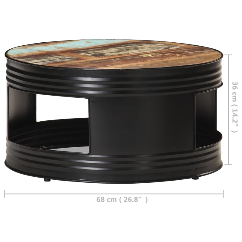 vidaXL Round Solid Reclaimed Wood Powder-Coated Coffee Table Multicolor