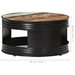vidaXL Round Solid Reclaimed Wood Powder-Coated Coffee Table Multicolor