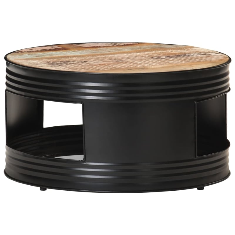 vidaXL Round Solid Reclaimed Wood Powder-Coated Coffee Table Multicolor