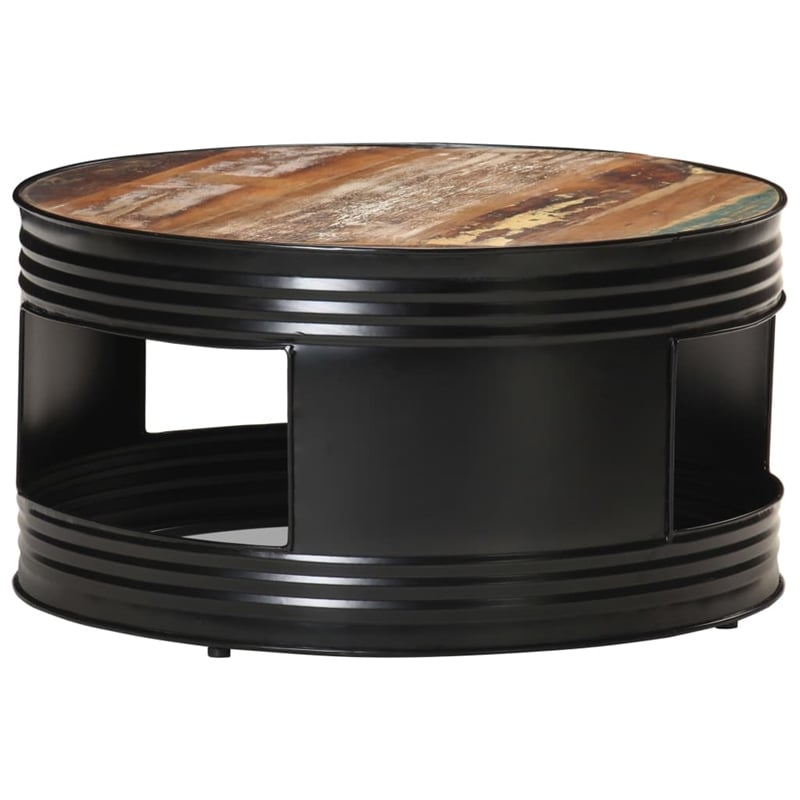 vidaXL Round Solid Reclaimed Wood Powder-Coated Coffee Table Multicolor