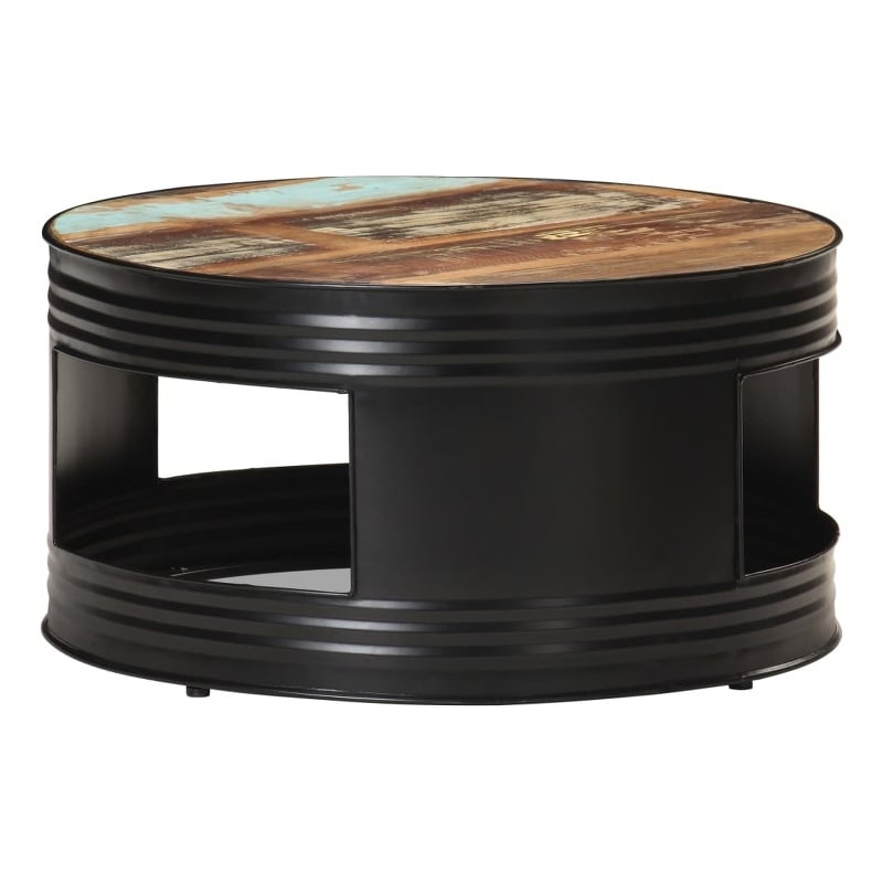 vidaXL Round Solid Reclaimed Wood Powder-Coated Coffee Table Multicolor