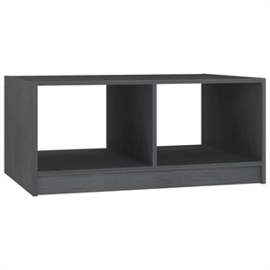 vidaXL 29.5&quotx19.7&quot Rectangular Solid Pinewood Storage Shelf Coffee Table in Grey