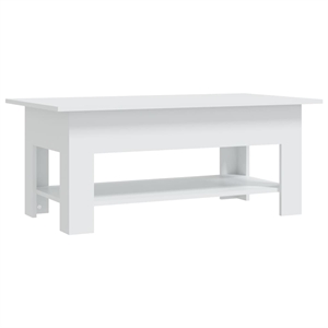 vidaXL 40.2&quotx21.7&quot Rectangular Chipboard Storage Shelf Coffee Table in White