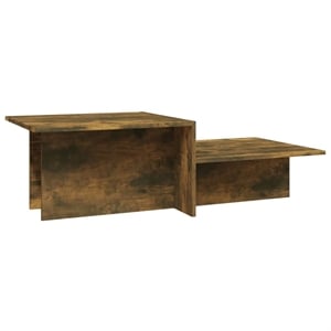vidaXL 43.9&quot Rectangular Engineered Wood Low Profile Coffee Table in Smoked Oak