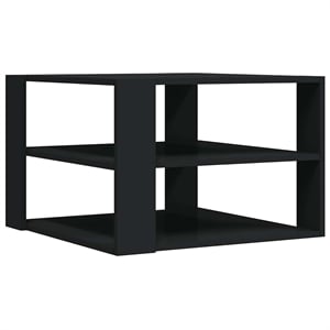 vidaXL 23.4&quot Square Engineered Wood 3-Shelf Coffee Table in Black