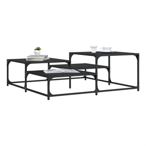 vidaXL 42.1&quot Square Engineered Wood 220lb Capacity Coffee Table in Black