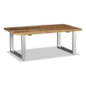 vidaXL 39.4&quot Rectangular Solid Reclaimed Wood Polished Coffee Table in Brown