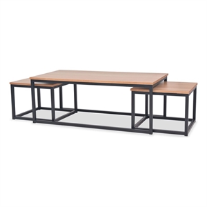 vidaXL 47.2&quotx23.6&quot Rectangular Solid Ash Wood Stackable 3-Piece Coffee Table