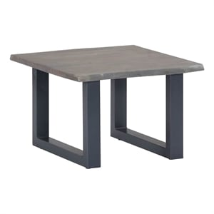 vidaXL 23.6&quot Square Solid Acacia Wood Live Edge Coffee Table in Grey