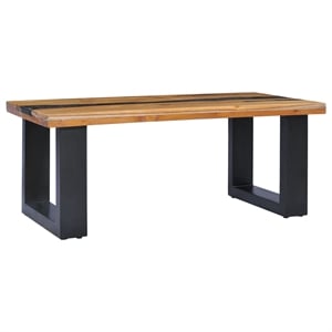 vidaXL 39.4&quotx19.7&quot Rectangular Solid Teak Wood Shell Inlay Coffee Table