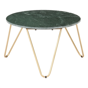 vidaXL 25.6&quot Round Natural Stone Powder-Coated Coffee Table in Green