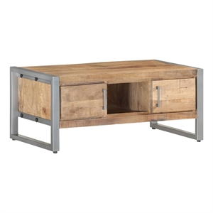 vidaXL 37.4&quot Rectangular Solid Mango Wood Indoor/Outdoor Coffee Table in Brown