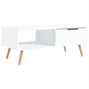 vidaXL 39.4&quotx19.5&quot Rectangular Engineered Wood 2-Shelf Coffee Table in White