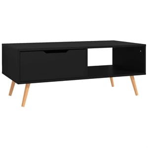 vidaXL 39.4&quotx19.5&quot Rectangular Engineered Wood 2-Shelf Coffee Table in Black
