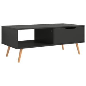 vidaXL 39.4&quot Rectangular Engineered Wood Storage Shelf Coffee Table in Grey