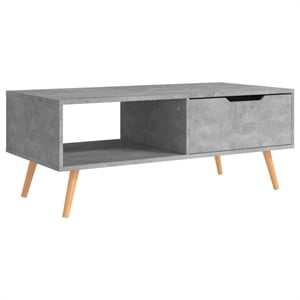 vidaXL 39.4&quot Rectangular Engineered Wood Open Shelf Coffee Table in Concrete