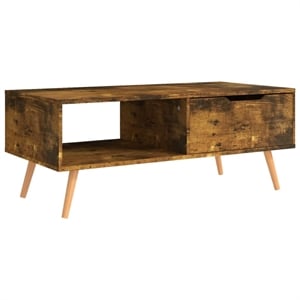 vidaXL 39.4&quot Rectangular Engineered Wood 2-Shelf Coffee Table in Smoked Oak