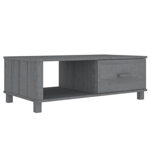 vidaXL 39.4&quot Rectangular Solid Pine Wood 1-Drawer Coffee Table in Dark Grey