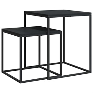 vidaXL 15.7&quot Square Engineered Wood Nesting 2-Piece Coffee Table in Black