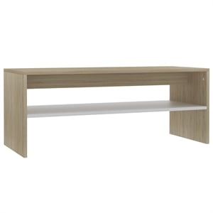vidaXL 39.4&quot Rectangular Engineered Wood Scandinavian Coffee Table in White