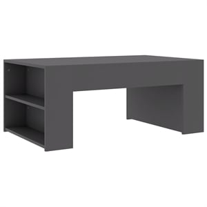 vidaXL 39.4&quotx23.6&quot Rectangular Engineered Wood Open Shelf Coffee Table in Grey