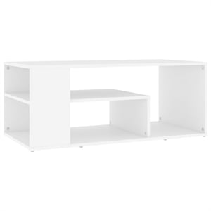 vidaXL 39.4&quotx19.7&quot Rectangular Engineered Wood 2-Shelf Coffee Table in White
