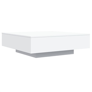 vidaXL 39.4&quot Square Engineered Wood RGB LED Coffee Table in White
