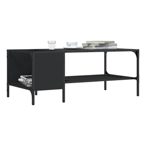 vidaXL 39.4&quotx20.1&quot Rectangular Engineered Wood Lower Rack Coffee Table in Black