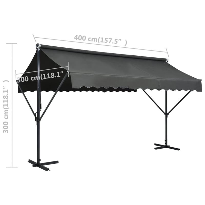 vidaXL Awning with Anthracite Powder-Coated Steel in Dark Grey