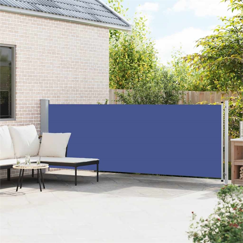 vidaXL Side Awning with Powder-Coated Steel in Blue and Grey