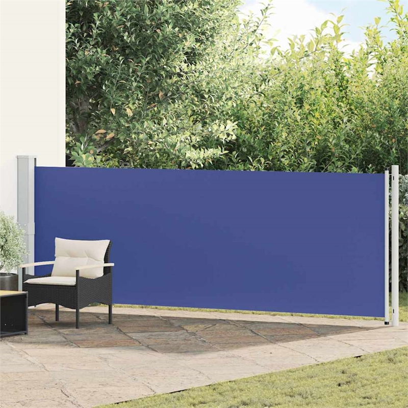 vidaXL Side Awning with Powder-Coated Steel in Blue and Grey