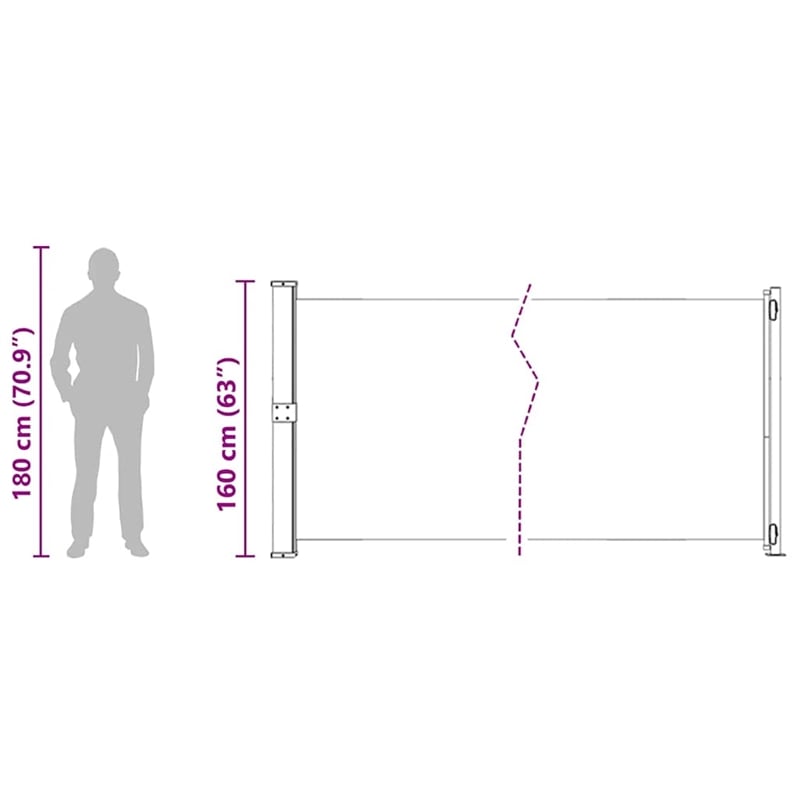 vidaXL Side Awning with Powder-Coated Steel in Cream