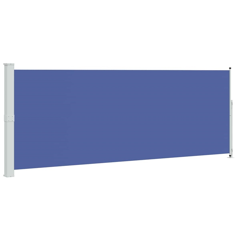 vidaXL Side Awning with PU Coating in Blue and Grey