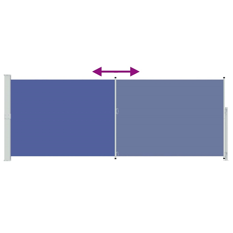 vidaXL Side Awning with PU Coating in Blue and Grey