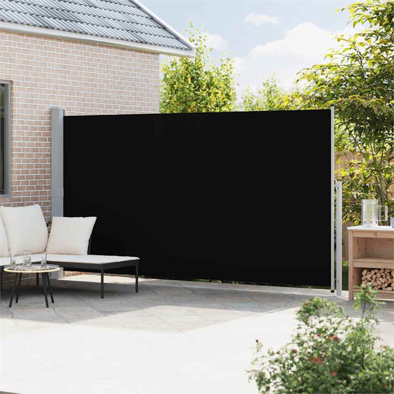 vidaXL Side Awning with PU Coating in Black and Grey