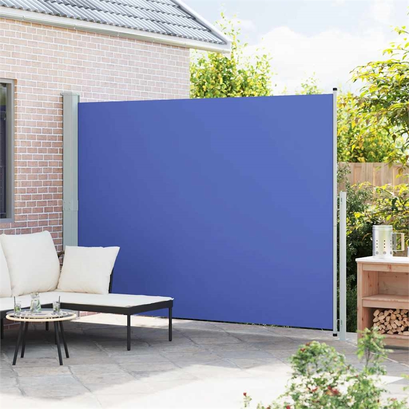 vidaXL Side Awning in Blue and Grey