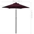 vidaXL Aluminum Garden Parasol in Bordeaux Red and Dark Gray