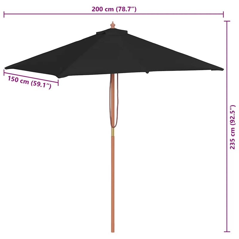 vidaXL Garden Parasol Laminated Bamboo in Black